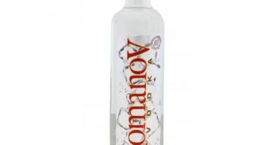 "Romanov vodka bottle in white background.">